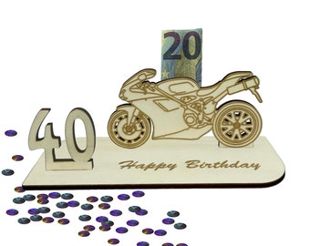 Geschenk zum 40 Geburtstag Geldgeschenk 16 18 20 30 40 50 60 70 Motorrad