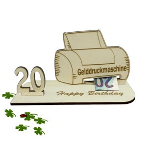 Geschenk zum 20 Geburtstag Geldgeschenk 16 18 20 30 40 50 60 70 Gelddruckmaschine