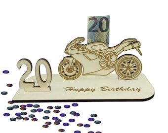 Geschenk zum 20 Geburtstag Geldgeschenk 16 18 20 30 40 50 60 70 Motorrad