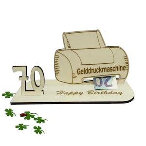 Geschenk zum 70 Geburtstag Geldgeschenk 16 18 20 30 40 50 60 70 Gelddruckmaschine