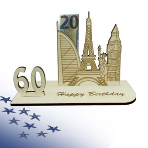 Geschenk zum 60 Geburtstag Geldgeschenk 16 18 20 30 40 50 60 70 Reise Urlaub