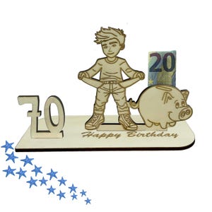 Geldgeschenk 70 Geburtstag | Geschenkidee für 16, 18, 20, 30, 40, 50, 60, 70 | Geburtstagskarte & Verpackung | Jubiläum | Junge | No money