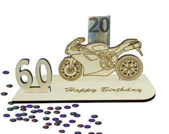 Geschenk zum 60 Geburtstag Geldgeschenk 16 18 20 30 40 50 60 70 Motorrad