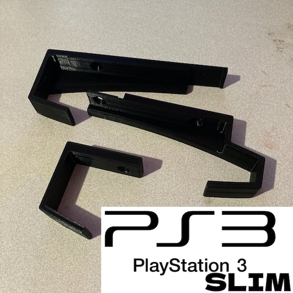 3 Piece 3D Printed Sony Playstation 3 Slim Wall Holder Mount