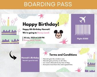 EDITABLE Boarding Ticket Template, Surprise Boarding Pass, Plane Ticket Vacation, Birthday, Trip, Flight Gift, Holiday, Fake, Kids, Digital