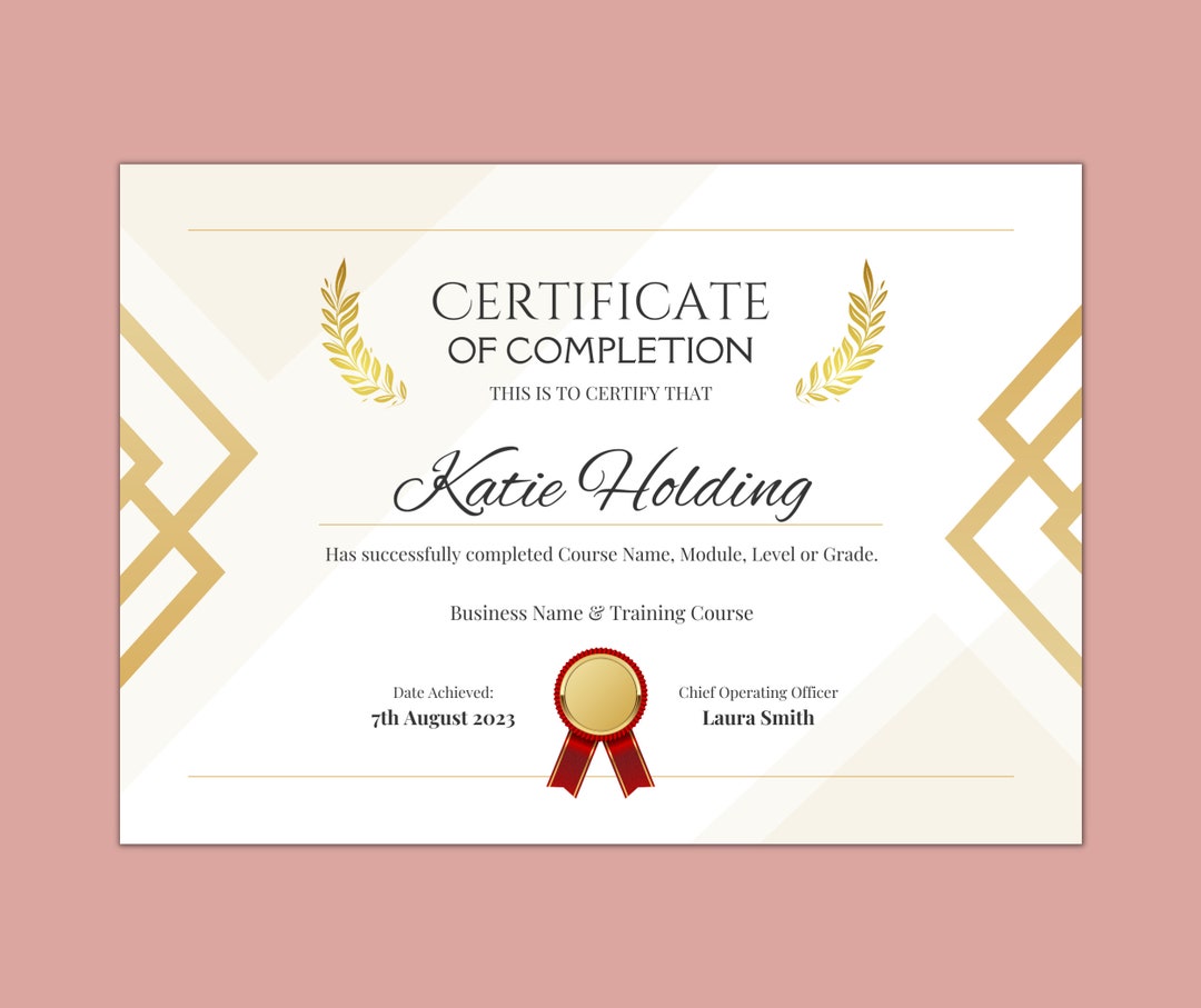 Certificate of Completion Template, Printable Beauty Course Certificate ...