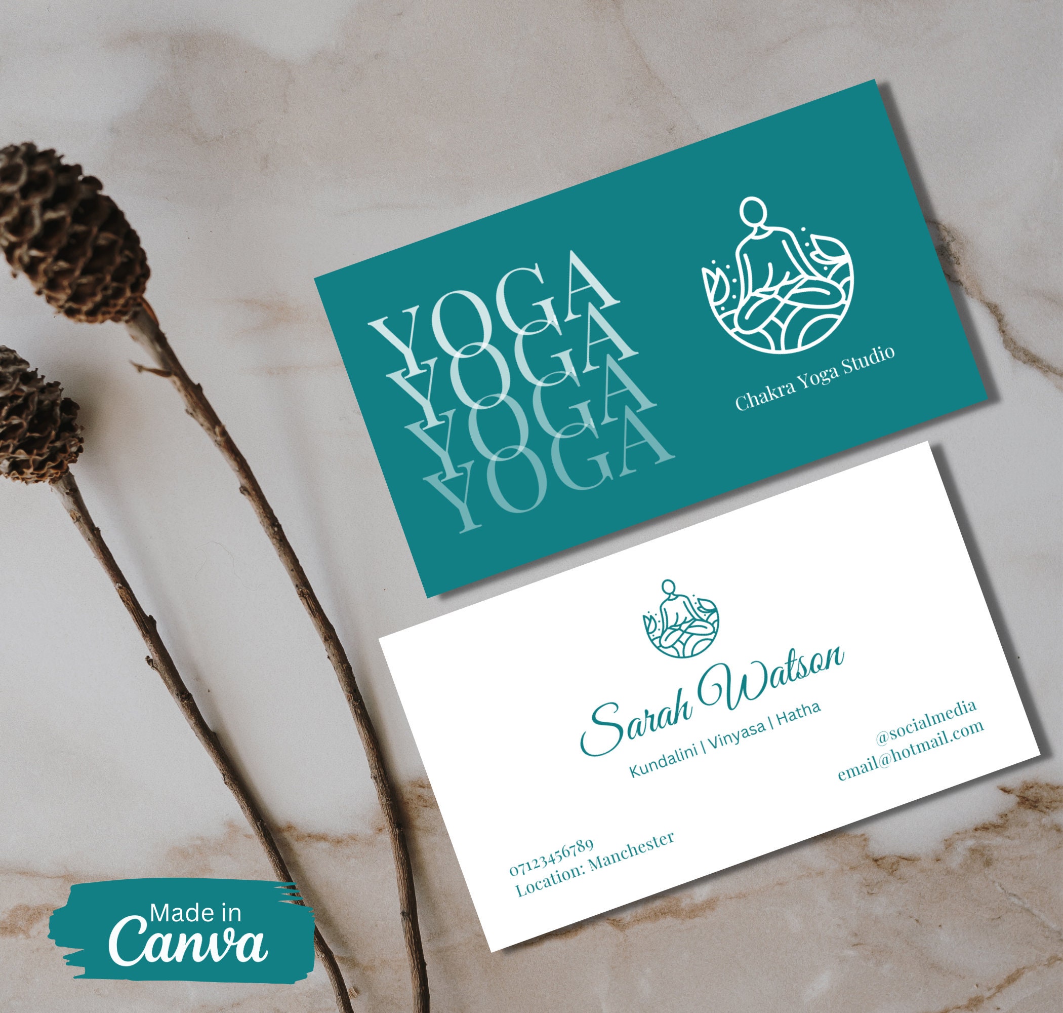 Yoga Business Card, Yoga Business Marketing, Yoga Business Stationery