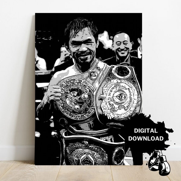 Manny Pacquiao Poster, Greatest Boxer, Printable Wall Art, Pinoy Pride, Boxing Icon, Pound-for-Pound, Sports Art, Man Cave Gift