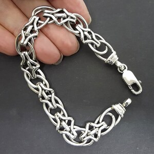 Celtic Bracelet For Women With Larger Wrists, 8.5 inch Length Solid Silver, Eternal Knot Celtic Bracelet, Weighty Bracelet