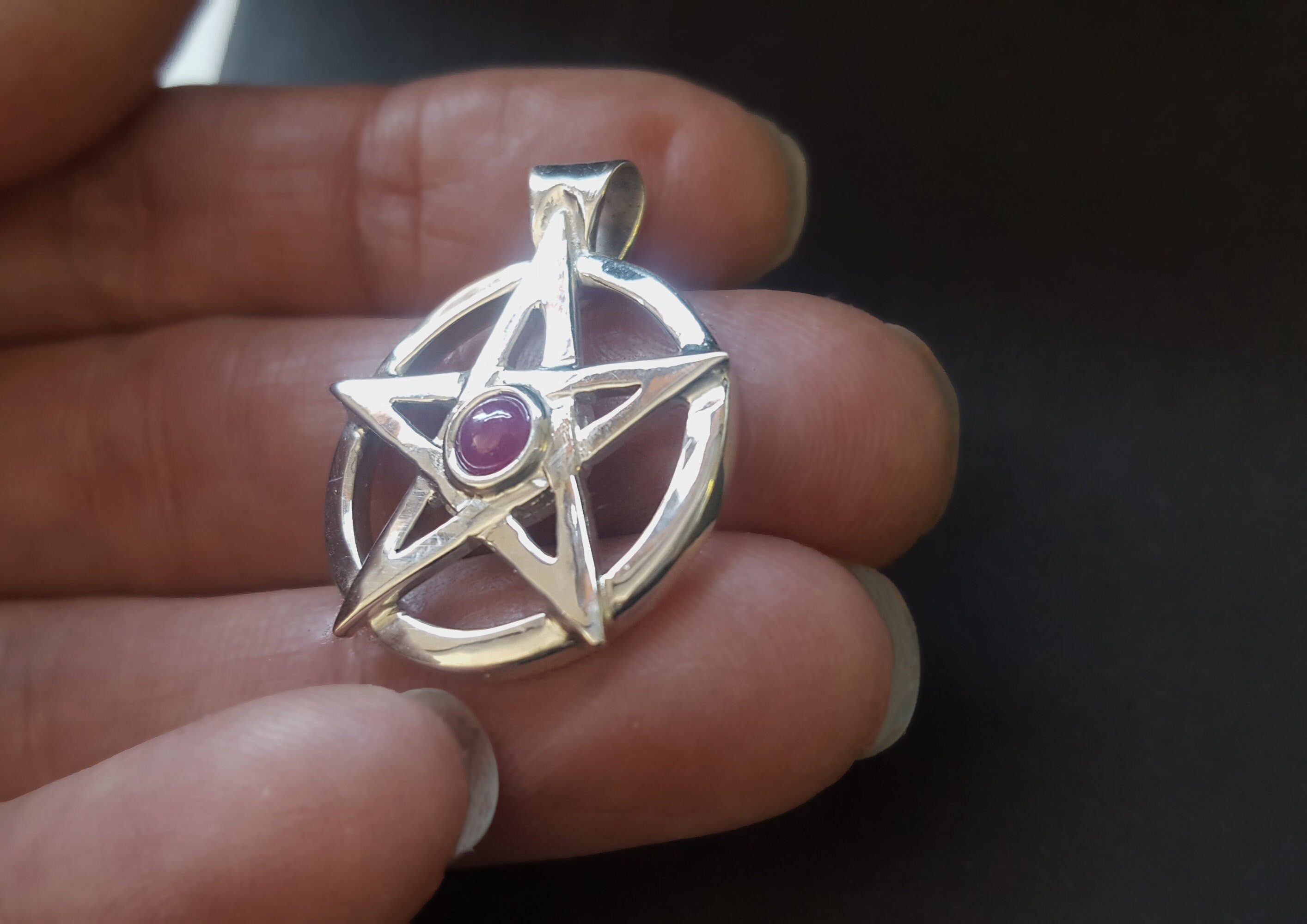 Sterling silver pentagram pendant discount