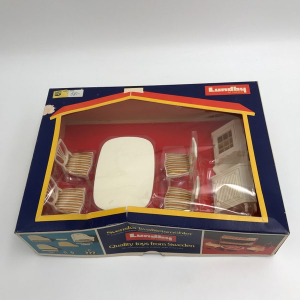 Lundby dining room furniture in unopened packaging from the 70s / vintage/ Sweden