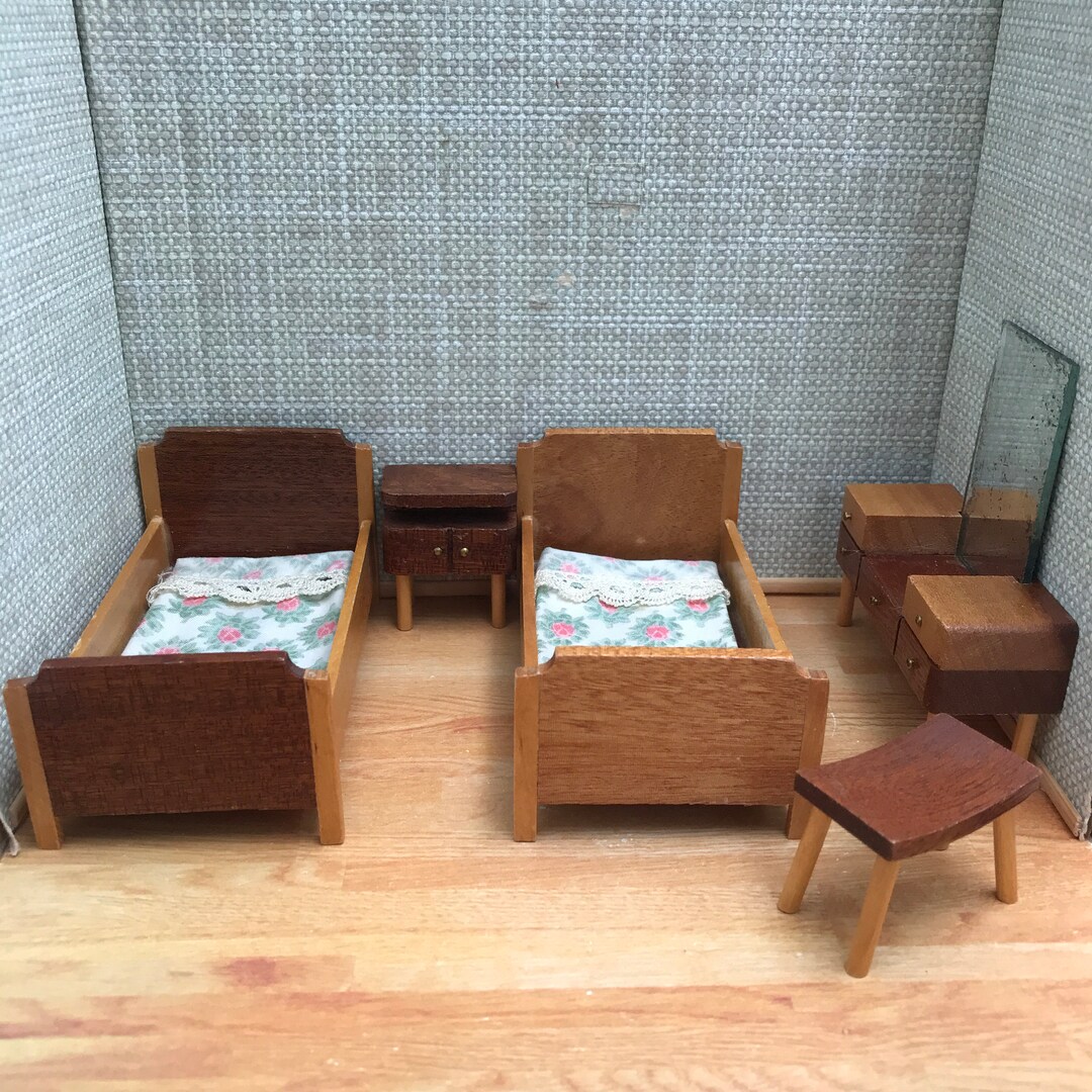 Older Lundby/ Lerro Bedroom Furniture for Dollhouse / Sweden / Vintage