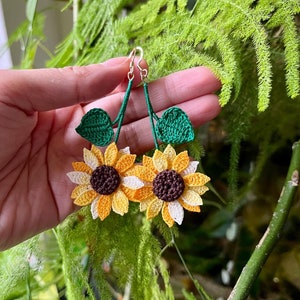 Micro Crochet Sunflower Earrings