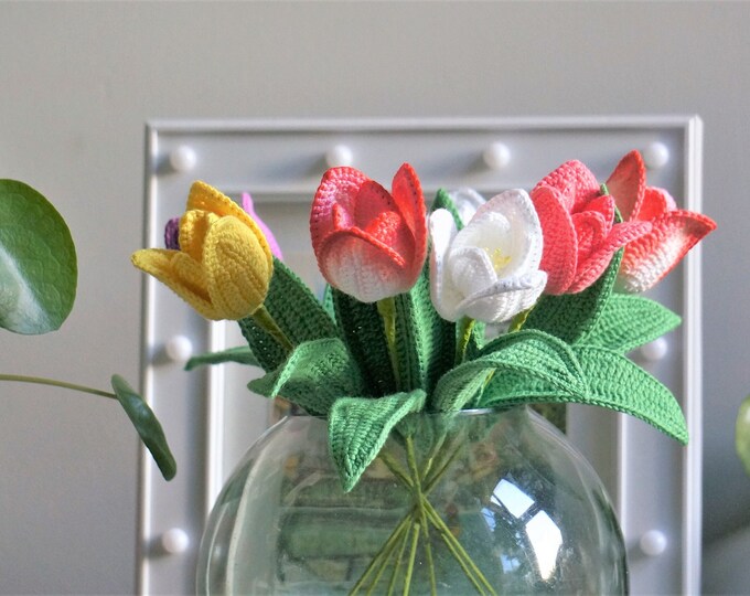 Crochet Pink Tulips and flower bouquets