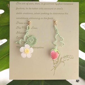 Mini Strawberry & Blossom Earrings – Asymmetrical and Adorable