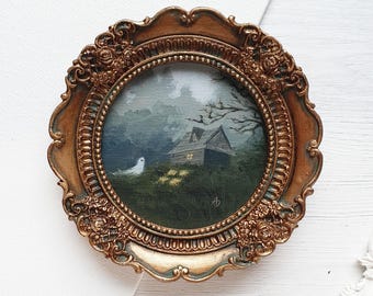 Ghost painting, Unique halloween decor, Framed halloween art