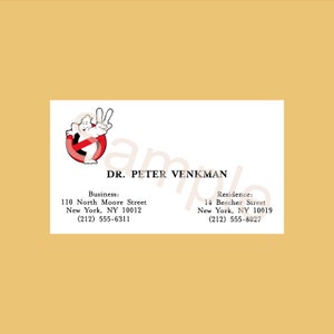 Peter Venkman - Ghostbusters II (1989) Prop Business Card Digital Download