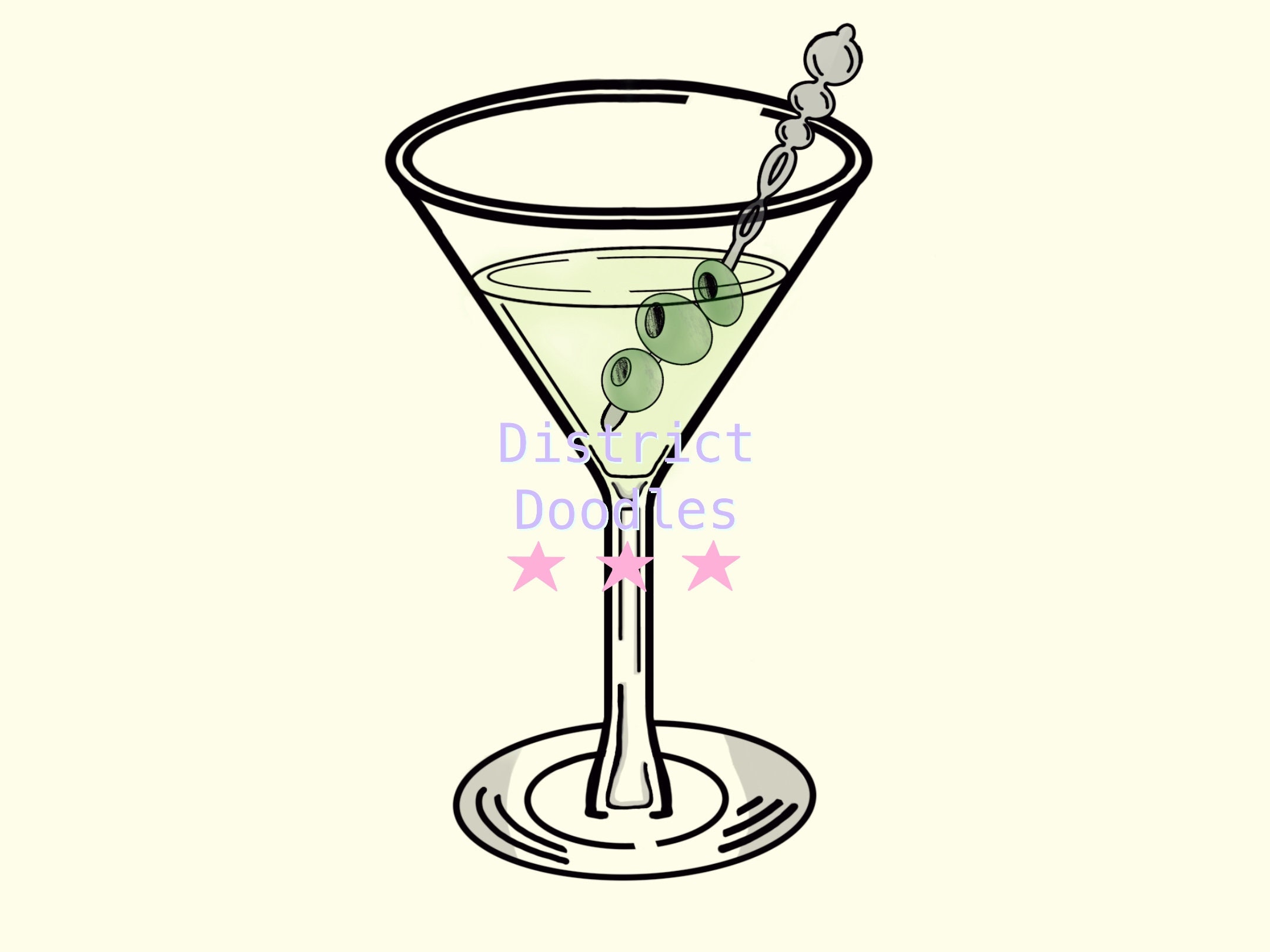 Martini Glass Drawing Etsy