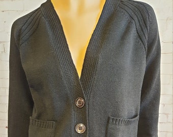 Black cashmere cardigan Button down black wool cardigan