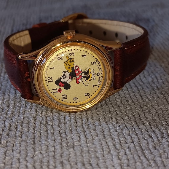 Vtg 90s Lorus Minnie Mouse V515-6138 Gold Tone Wa… - image 3