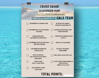 CRUISE Scavenger Hunt - Use for Birthday, Bachelorette/ Bachelor party- Adult cruise activity