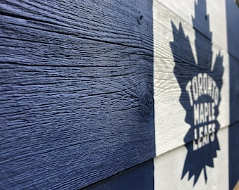 Hand Painted Toronto Maple Leaf Flag on Recycled Fence Boards~Great Gift For That True Hockey Fan!