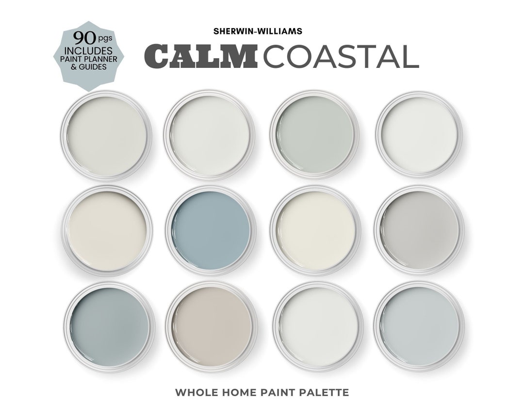 Calm Coastal Paint Color Palette Sherwin Williams Coastal Colors Beach ...