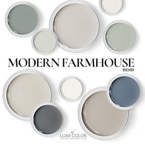 Modern Farmhouse Color Palette Behr ~ Paint Colors includes Behr Perfect Taupe and Behr Dove ~ for your whole home.