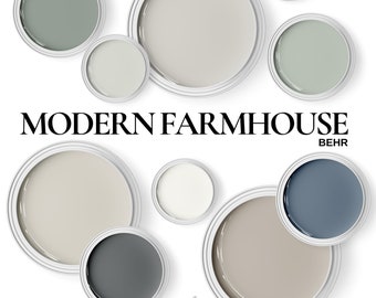 Modern Farmhouse Color Palette Behr ~ Paint Colors includes Behr Perfect Taupe and Behr Dove ~ for your whole home.