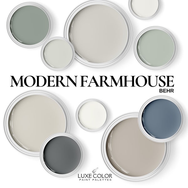 Modern Farmhouse Color Palette Behr ~ Paint Colors includes Behr Perfect Taupe and Behr Dove ~ for your whole home.