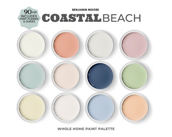 Benjamin Moore Coastal Beach Color Palette ~  Includes Benjamin Moore Silver Satin ~ Symphony Blue Paint Colors~ Whole house and Exterior