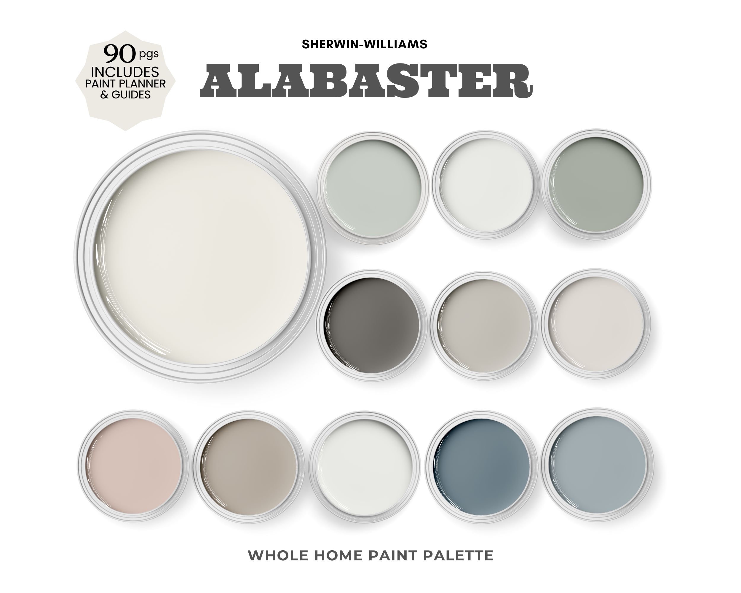 Sherwin Williams Alabaster Paint Color Palette. Coordinating Etsy