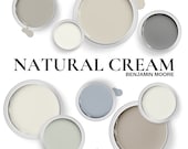 Benjamin Moore Natural Cream And Complementary Colors ~ Color palette For Living Rooms, Bathroom, Kitchen, and Bedrooms.