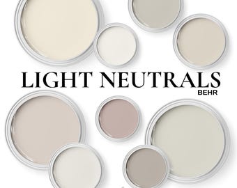Behr Paint Combinations Featuring Light Neutral Paint Colors For Living Room, Bedrooms, Kitchens. Light Wall Colors Whole House Guide (PDF)