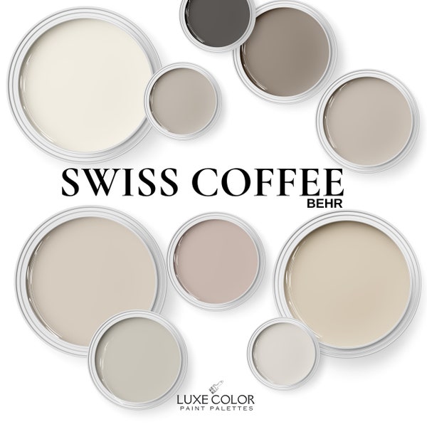 Du café suisse Behr avec des couleurs complémentaires dans une palette de peinture neutre pour toute la maison.