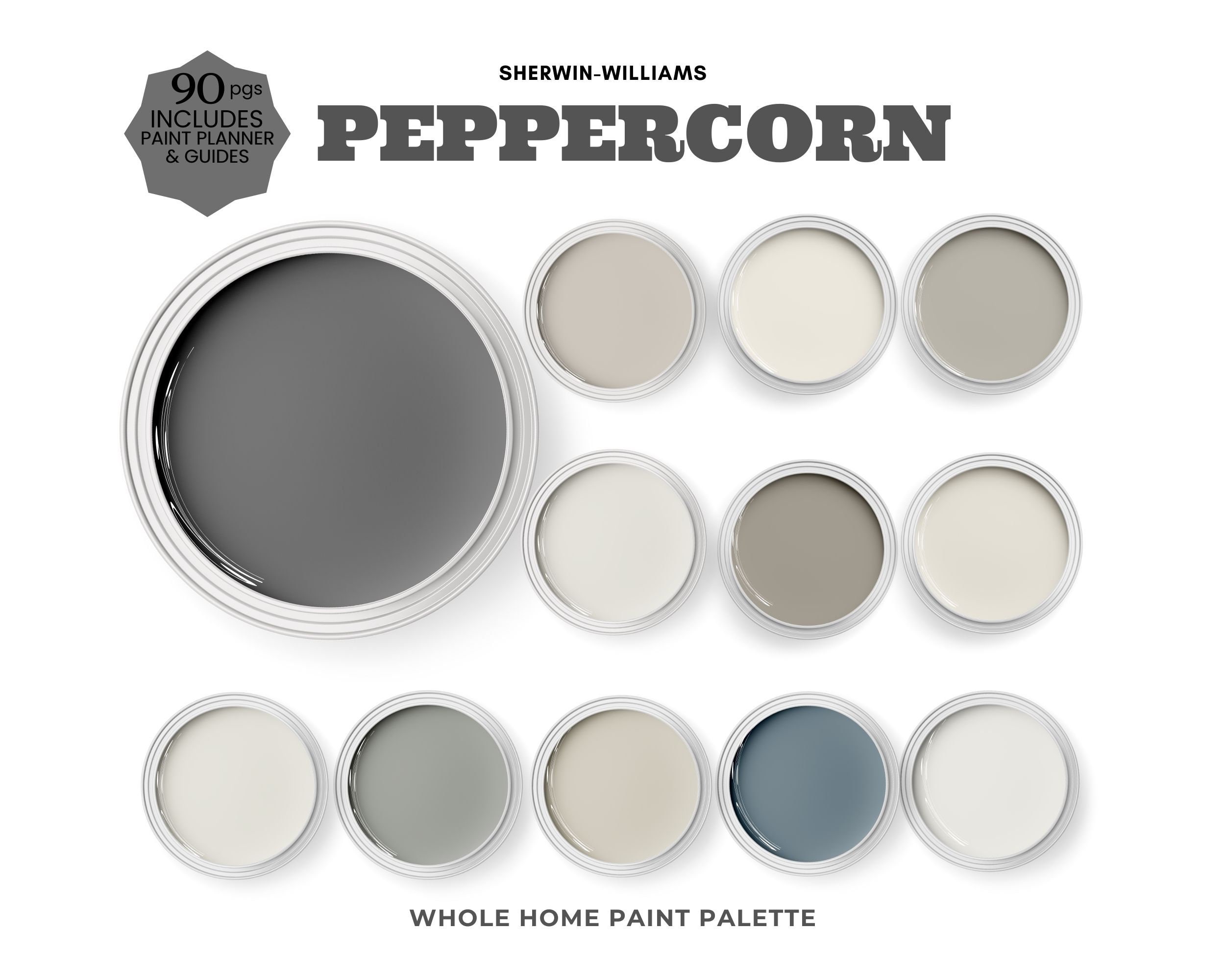 Sherwin Williams Peppercorn and Coordinating Colors Color Palette