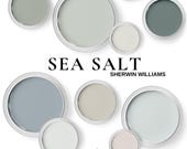 SW Sea Salt Color Palette ~ Whole House Paint Palette For Kitchen, Living Room, And Bedrooms.