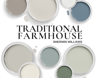 Farmhouse Paint Colors ~Traditional Farmhouse Interior Colors from Sherwin Williams ~ Farmhouse Color Scheme for whole house.