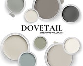 Sherwin Williams Dovetail Color Palette - Coordinating colors for living rooms ~ bedrooms ~ bathrooms ~ cabinets~ a whole home palette.