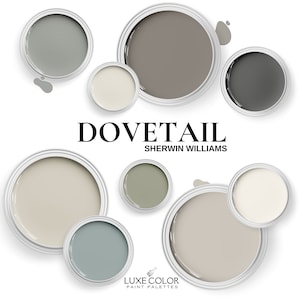 Sherwin Williams Dovetail Color Palette - Coordinating colors for living rooms ~ bedrooms ~ bathrooms ~ cabinets~ a whole home palette.