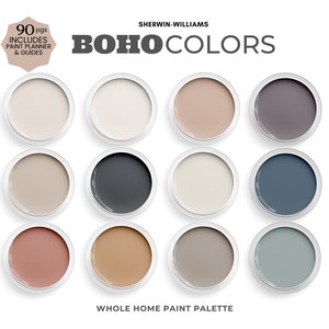 Boho Paint Colors Palette From Sherwin Williams ~ Features Boho Wall Paint Colors For Living Rooms ~ Kitchens ~ Bedrooms.