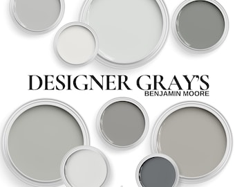 Benjamin Moore Gray Paint Color Palette. Designer's Suggested Light, Medium, and Dark Gray Paints For Your Whole Home.