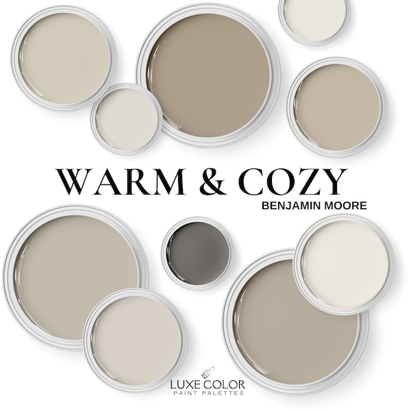 Warme Farben für Wohnzimmer, Schlafzimmer und Küche. Eine Warme Neutral Farbpalette von Benjamin Moore.