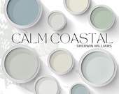 Calm Coastal Paint Palette Sherwin Williams | Coastal Color Scheme | Beach House Wall Colors | Digital Coastal Paint Guide