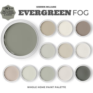 Evergreen Fog Sherwin Williams Paint Palette Color of the - Etsy
