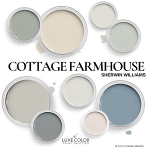 Cottage Farmhouse Paint Palette With Sherwin Williams Colors. Enchanting English Cottage Paint Colors For Your Interior and Exterior.