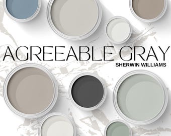 Agreeable Gray Paint Palette • Sherwin-Williams Neutrals • Coordinating Colors & Trim • Interior Design Paint Colors 2026 • Instant Download