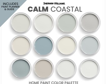 Calm Coastal Paint Color Palette Sherwin Williams Coastal - Etsy Uk