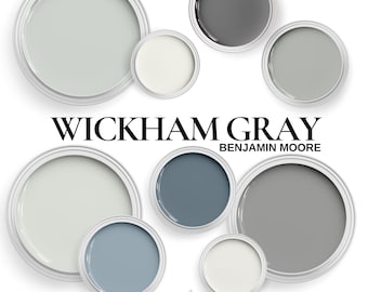 Benjamin Moore Wickham Gray Color Palette ~ Coordinating Paint Colors For A Master Bedroom, Living Room, Kids bedroom, bathroom and kitchen.