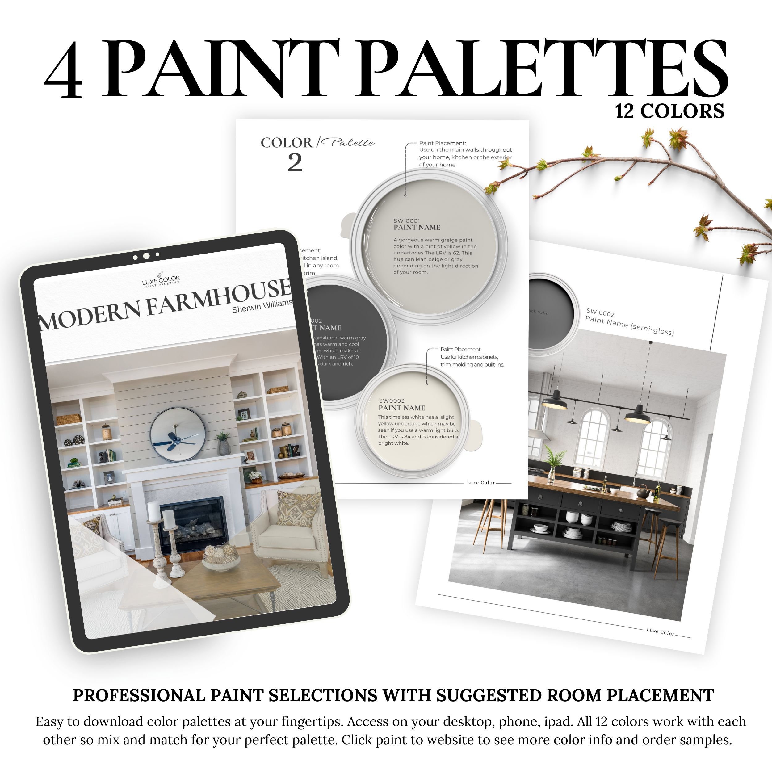 Farmhouse Paint Colors Sherwin Williams | Modern Rustic Neutral Palette ...